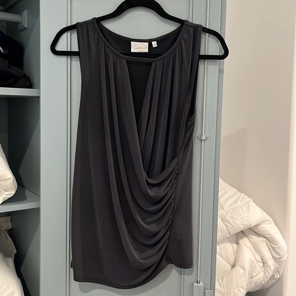 Deletta Anthropologie Dark Gray Draped Top